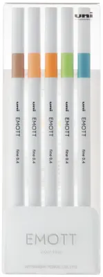 UNİ FINELINER KALEM EMOTT SET PEM-SY/5C.06 0.4 DOĞA RENKLER 5 Lİ
