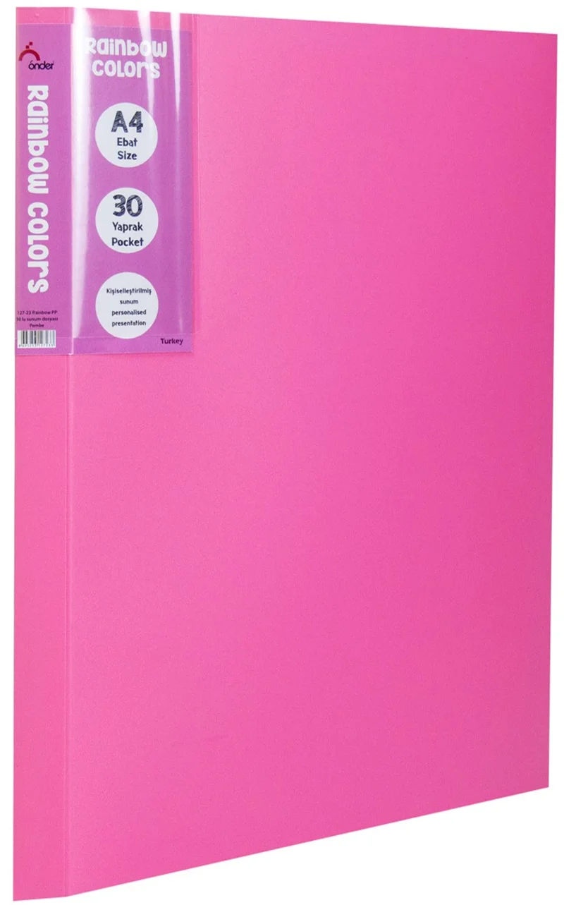 ÖNDER SUNUM DOSYASI PP A4 RAINBOW COLORS 30 LU PEMBE 127-23