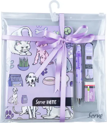 SERVE DEFTER SETİ DESENLİ LAVANTA SV-NTSETDLA