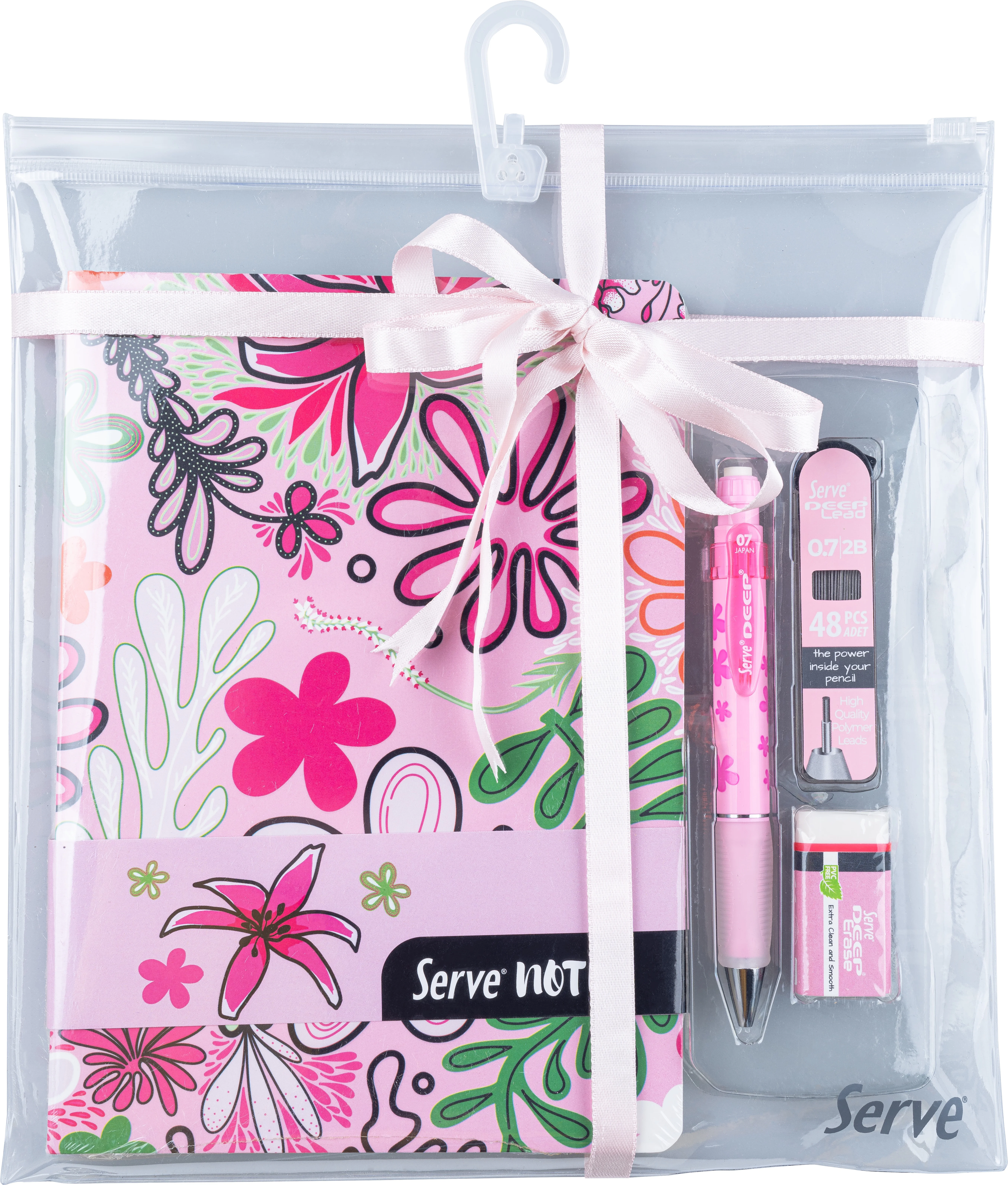 SERVE DEFTER SETİ DESENLİ ŞEKER PEMBE SV-NTSETDSP