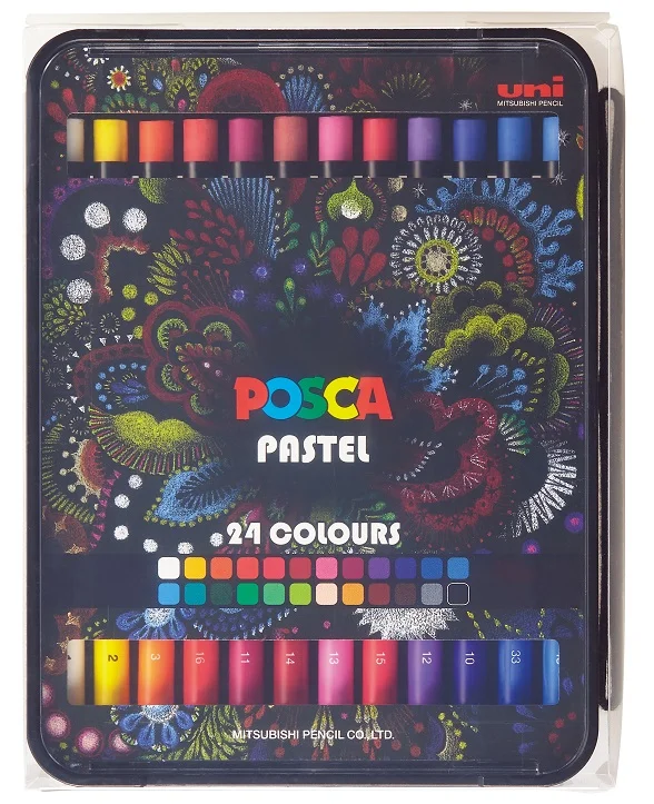 UNİ PASTEL BOYA POSCA 24 LÜ KALEM KUTU SET KPA-100/24C