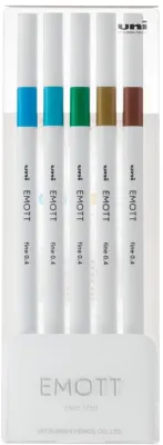 UNİ FINELINER KALEM EMOTT SET PEM-SY/5C.04 0.4 ADA RENKLER 5 Lİ