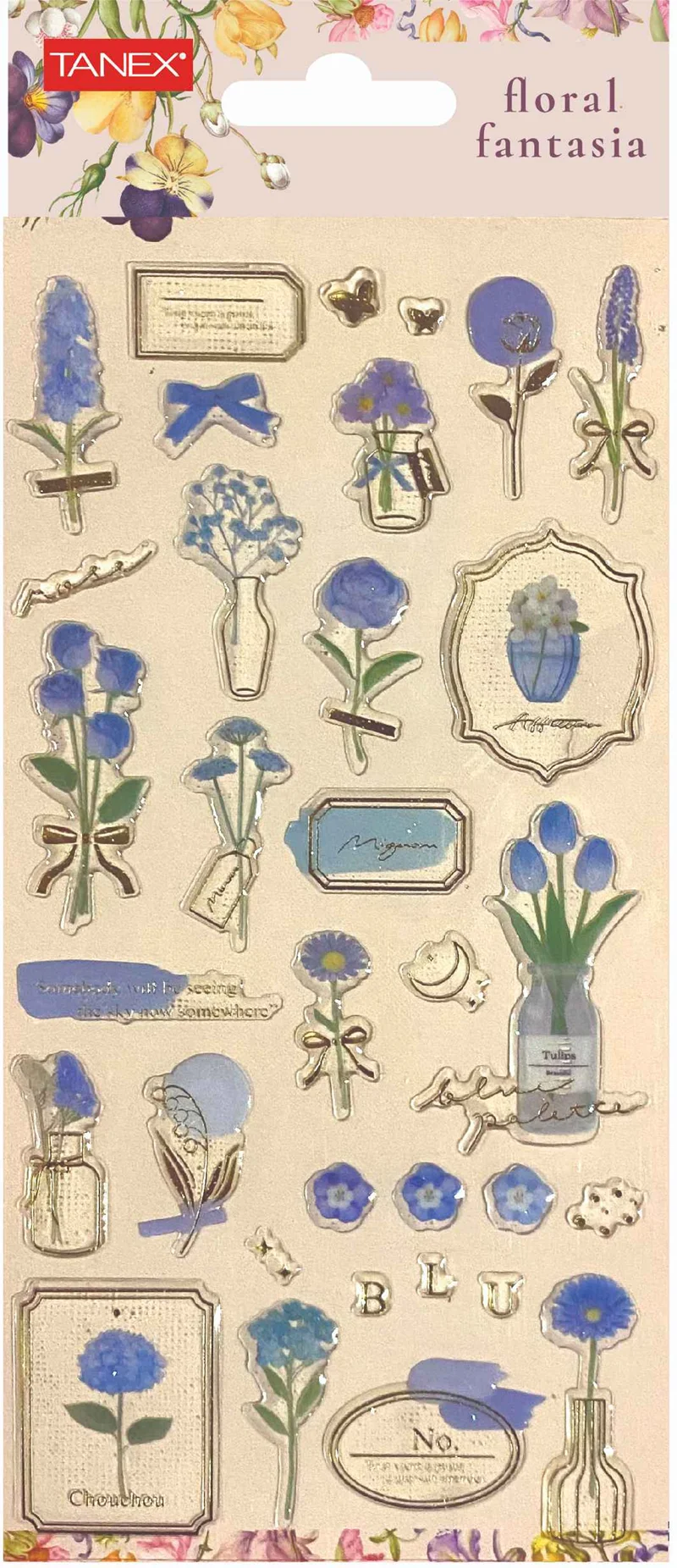 TANEX STICKER FLORAL FANTASİA-6 PUFFY 5 ADET TNX-5029