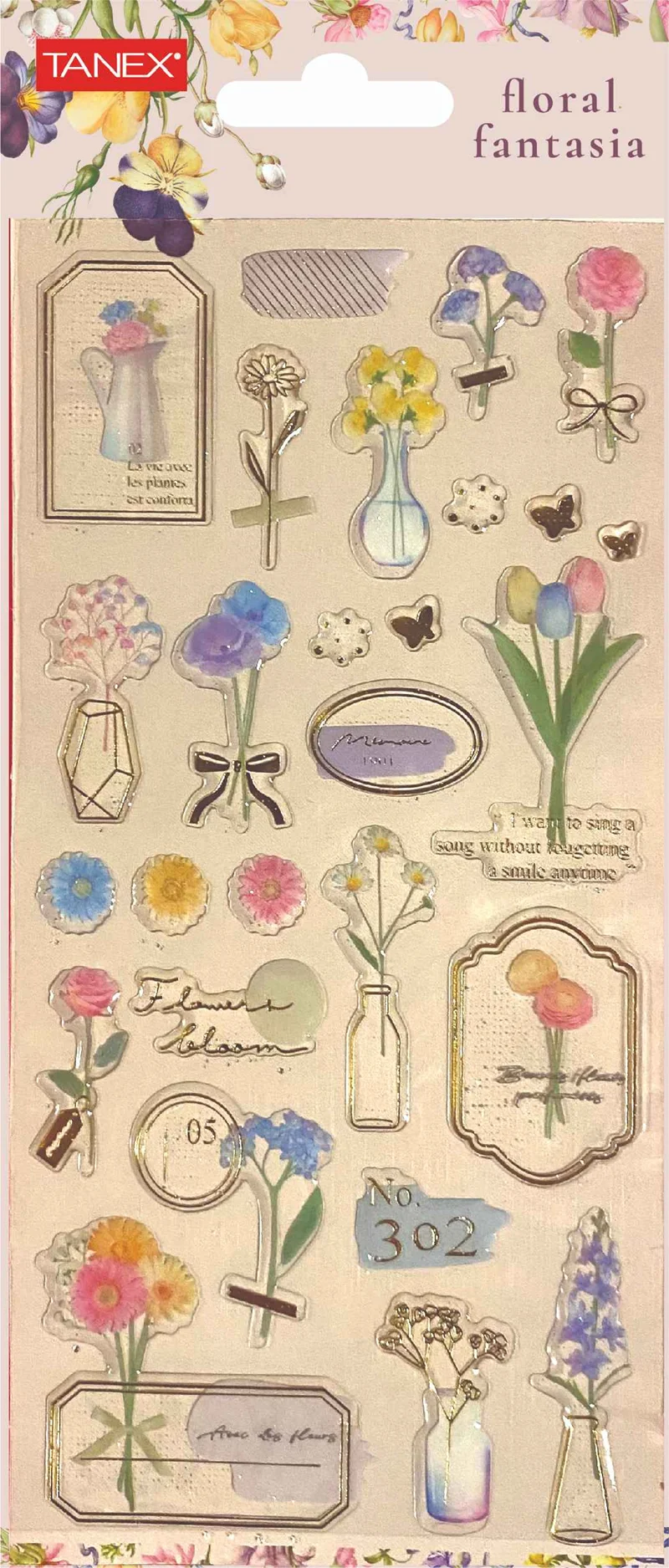 TANEX STICKER FLORAL FANTASİA-3 PUFFY 5 ADET TNX-5026