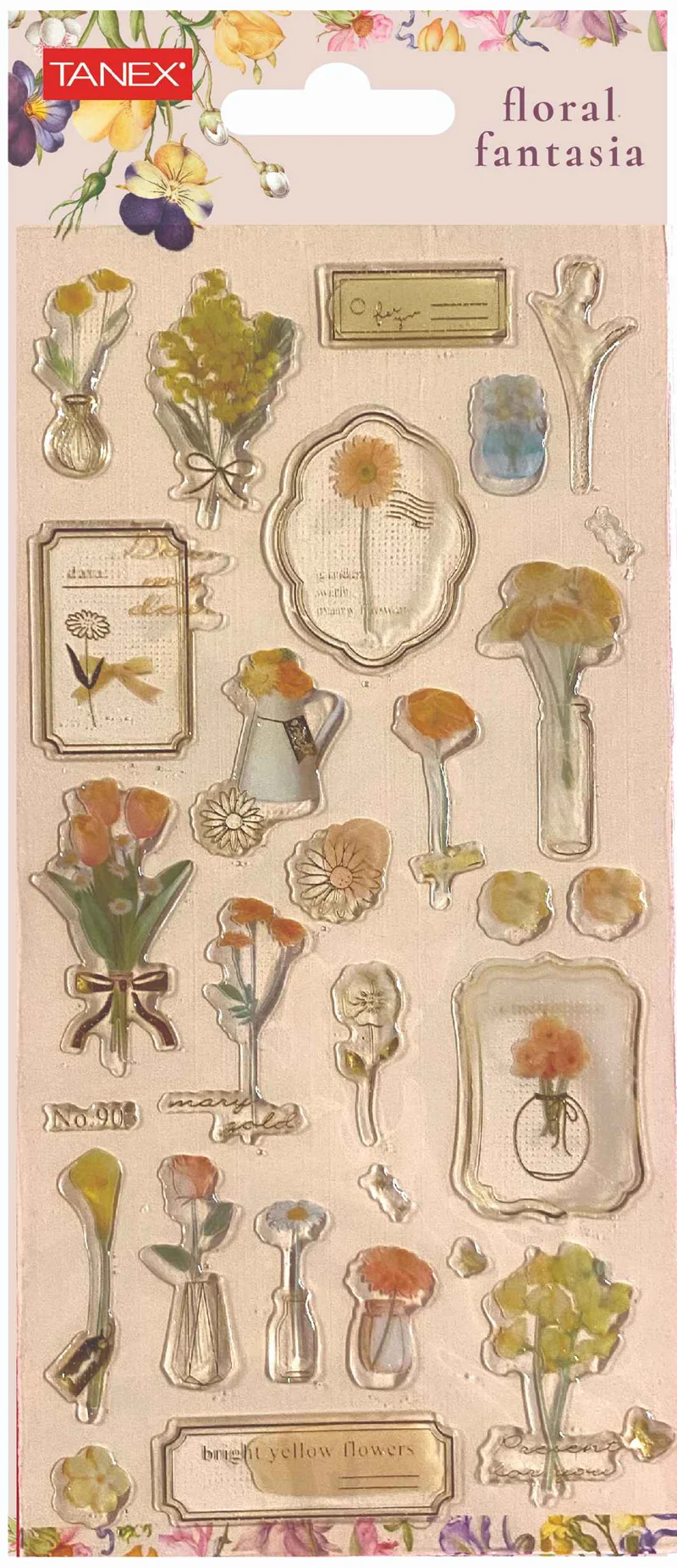 TANEX STICKER FLORAL FANTASİA-4 PUFFY 5 ADET TNX-5027