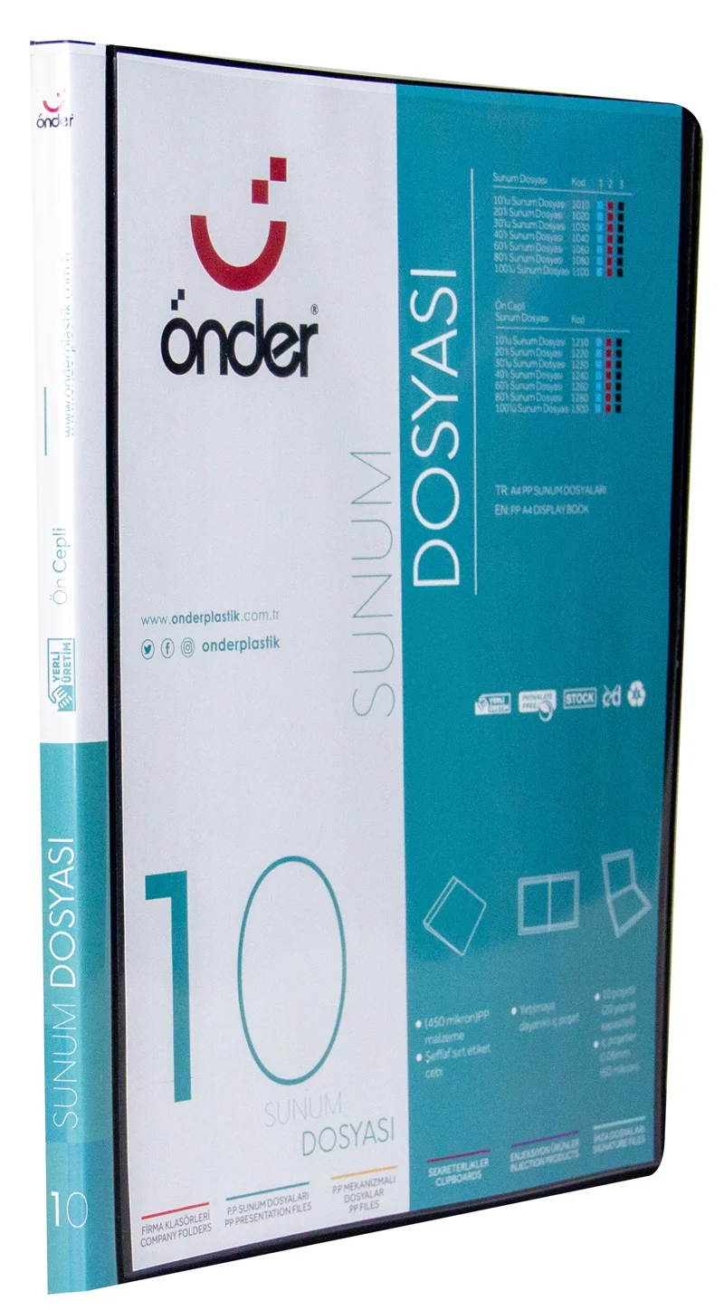 ÖNDER SUNUM DOSYASI PP A4 ÖNCEPLİ 10 LU SİYAH 1210-3