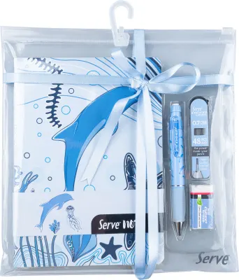 SERVE DEFTER SETİ DESENLİ GÖK MAVİ SV-NTSETDGM
