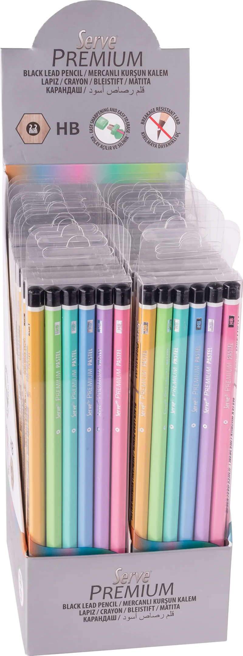 SERVE KURŞUN KALEM PREMIUM STAND  24 LÜ PASTEL SV-KKB6PSRKP24KT