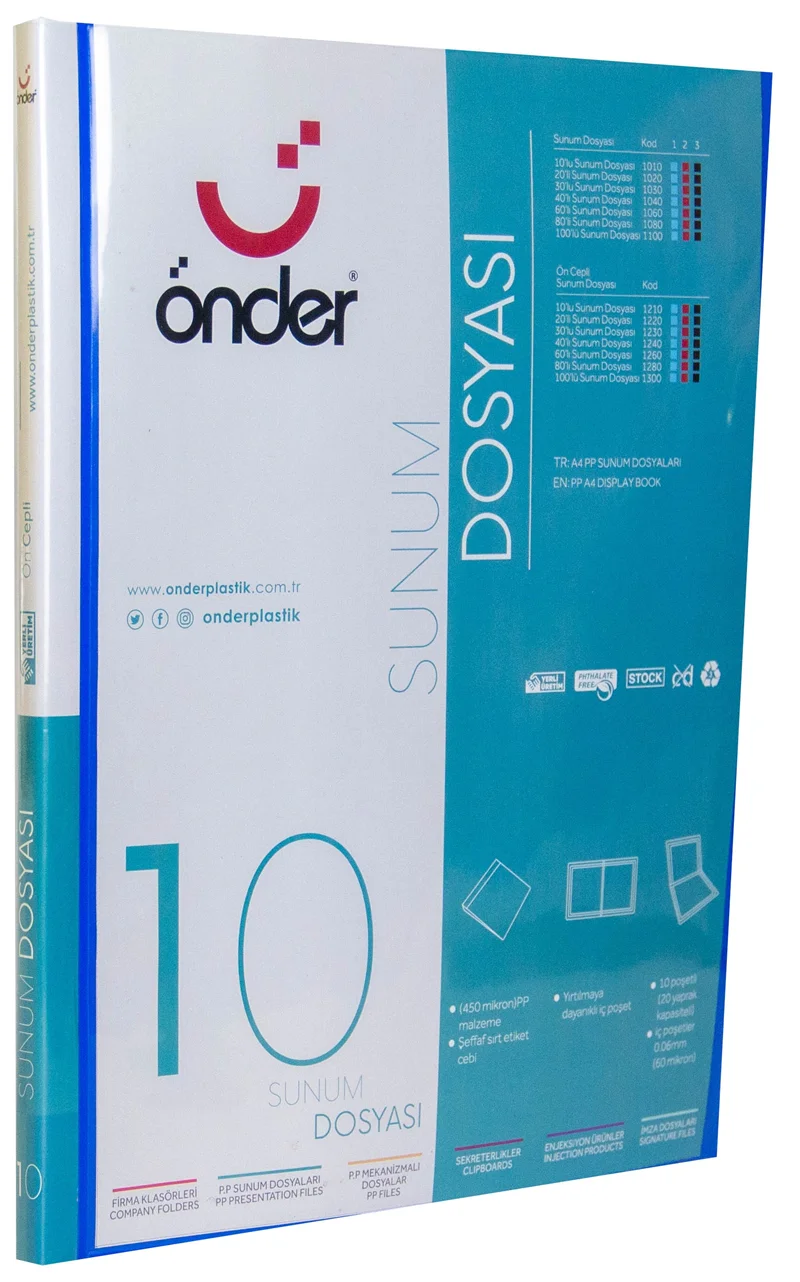 ÖNDER SUNUM DOSYASI PP A4 ÖNCEPLİ 10 LU MAVİ 1210-1