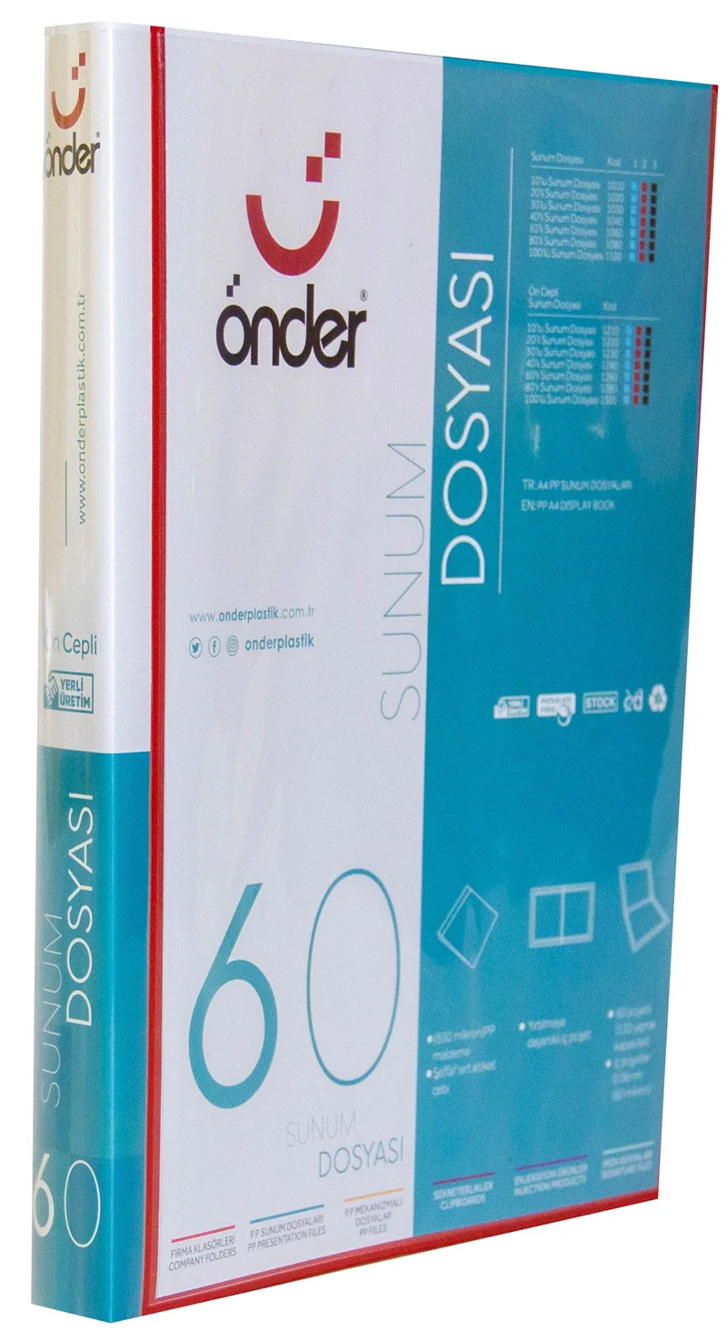 ÖNDER SUNUM DOSYASI PP A4 ÖNCEPLİ 60 LI KIRMIZI 1260-2