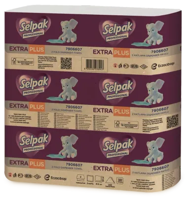 SELPAK Z KATLI EXTRA DİSPENSER HAVLU PLUS 21,5x24 Cm.200 LÜ 5,2 KG (KOLİ=200 LÜ x 12 PK) FSC BELGELİ