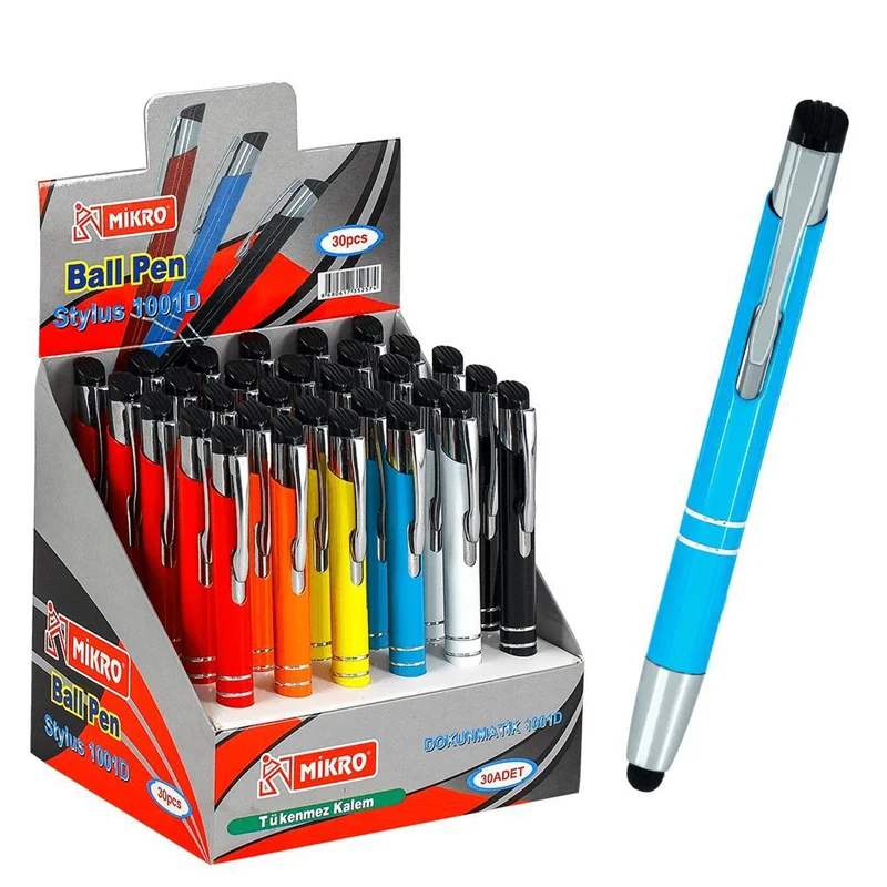 MİKRO TÜKENMEZ KALEM 1001D-30 DOKUNMATİK METAL STANDLI