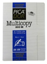 PICADOR KARBON KAĞIDI A4 200 M SIRTLI MAVİ 100 LÜ KK002