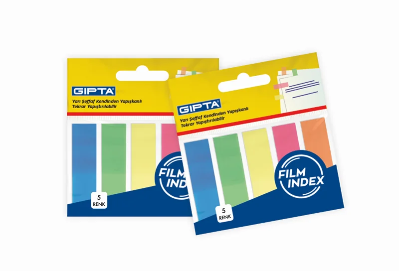 GIPTA YAPIŞKANLI NOT KAĞIDI AYRAÇ FİLM 5x12x45 MM 25 YP. NEON 5 RENK K011700