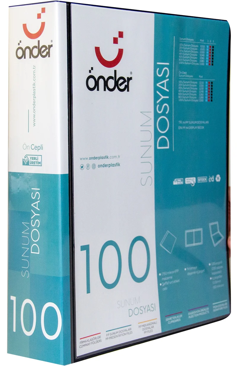 ÖNDER SUNUM DOSYASI PP A4 ÖNCEPLİ 100 LÜ SİYAH 1300-3