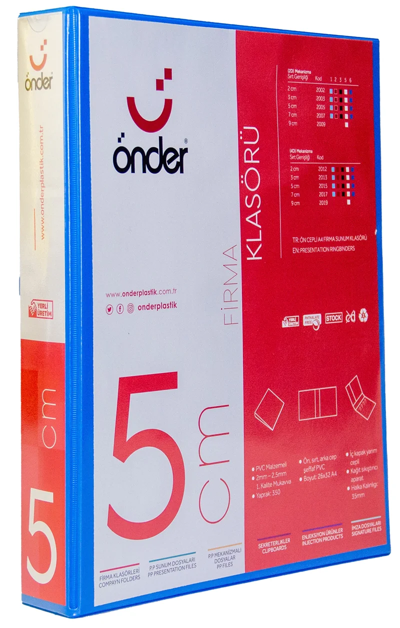 ÖNDER HALKALI DOSYA A3 DİKEY 4 HALKA 5 CM MAVİ 2022-1