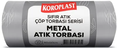 KOROPLAST ÇÖP TORBASI SIFIR ATIK METAL ATIKLARI AÇIK GRİ JUMBO 80x110 650 GR 10 LU 40 MİC. ST0150053
