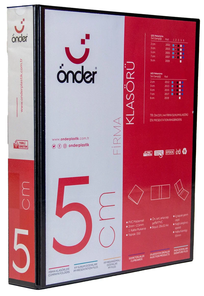 ÖNDER HALKALI DOSYA A4 2 HALKA 5 CM SİYAH 2005-3