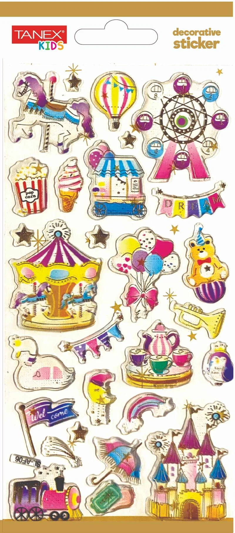 TANEX ETİKET DECORATİVE STICKER-18 PUFFY 5 ADET TNX-5017