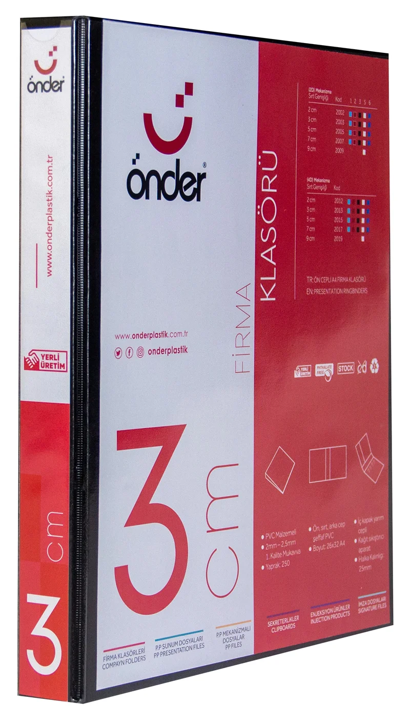 ÖNDER HALKALI DOSYA A4 4 HALKA 3 CM SİYAH 2013-3