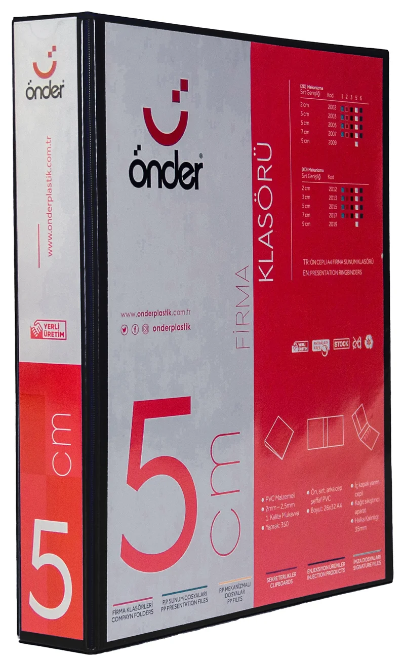 ÖNDER HALKALI DOSYA A3 DİKEY 4 HALKA 5 CM SİYAH 2022-3