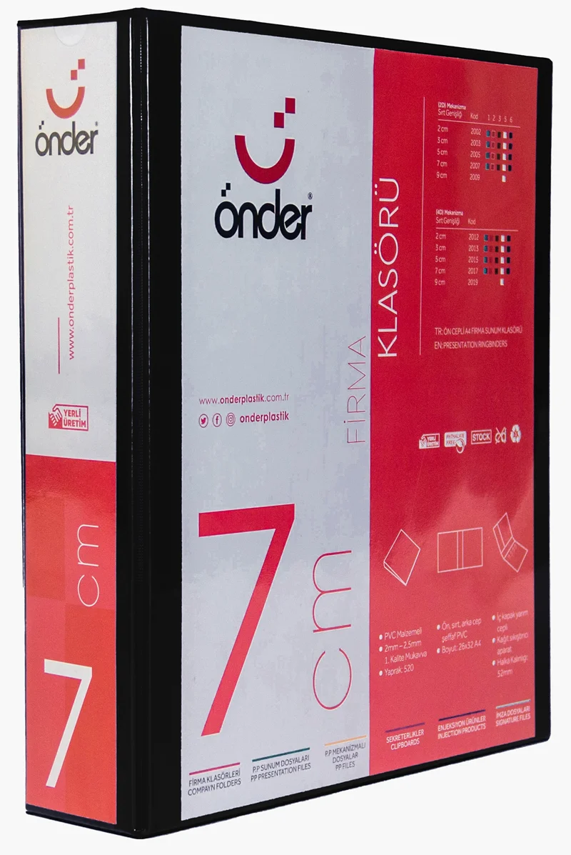 ÖNDER HALKALI DOSYA A3 DİKEY 4 HALKA 7 CM SİYAH 2024-3