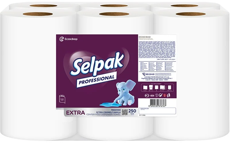 SELPAK HAVLU İÇTEN ÇEKMELİ EXTRA 25 CM 250 MT 6 LI KOLİ 6.93 KG 7900100