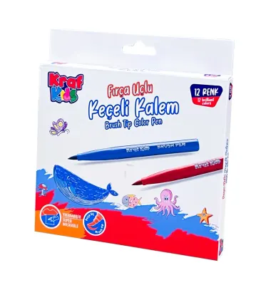 KRAF KIDS KEÇELİ KALEM FIRÇA UÇLU 12 Lİ 295