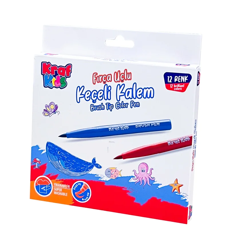 KRAF KIDS KEÇELİ KALEM FIRÇA UÇLU 12 Lİ 295