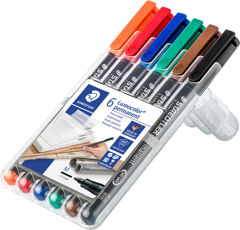 STAEDTLER ASETAT KALEMİ LUMOCOLOR M UÇ KARIŞIK RENK 6 LI SET 317 WP6