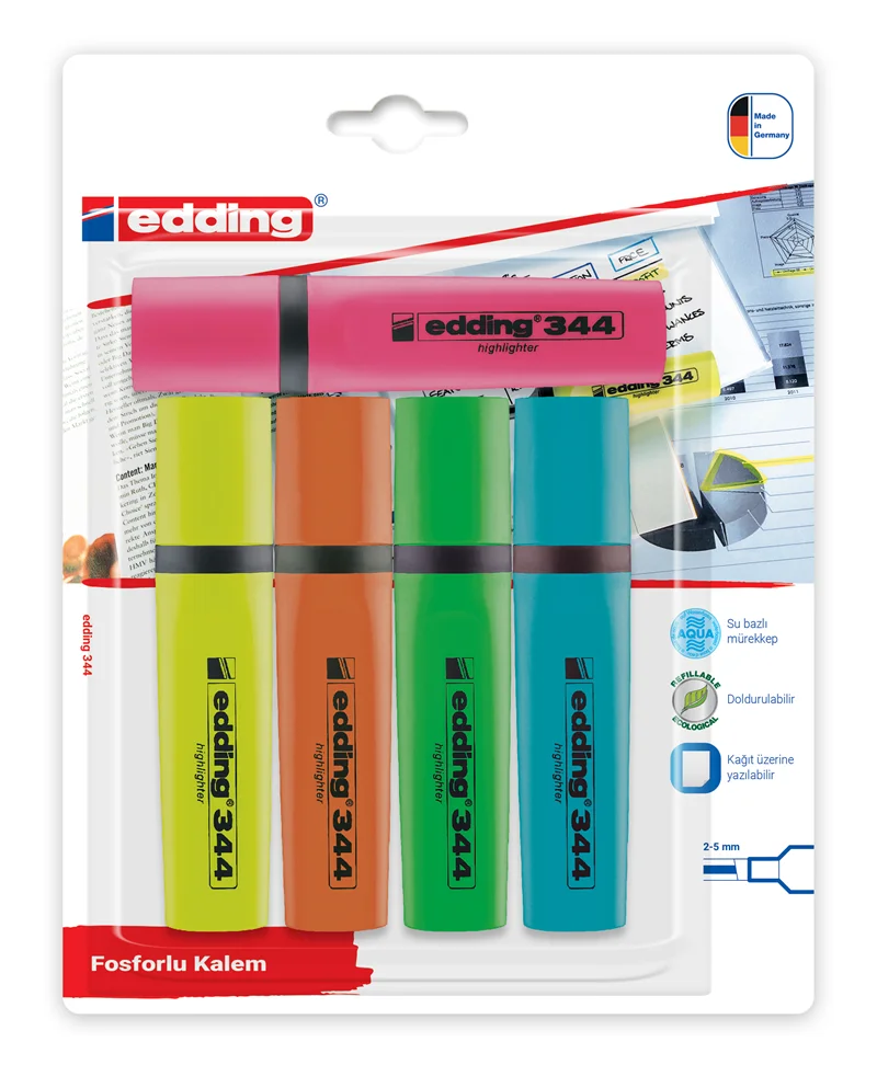 EDDING FOSFORLU KALEM E-344 4+1 PVC KUTU BLS.