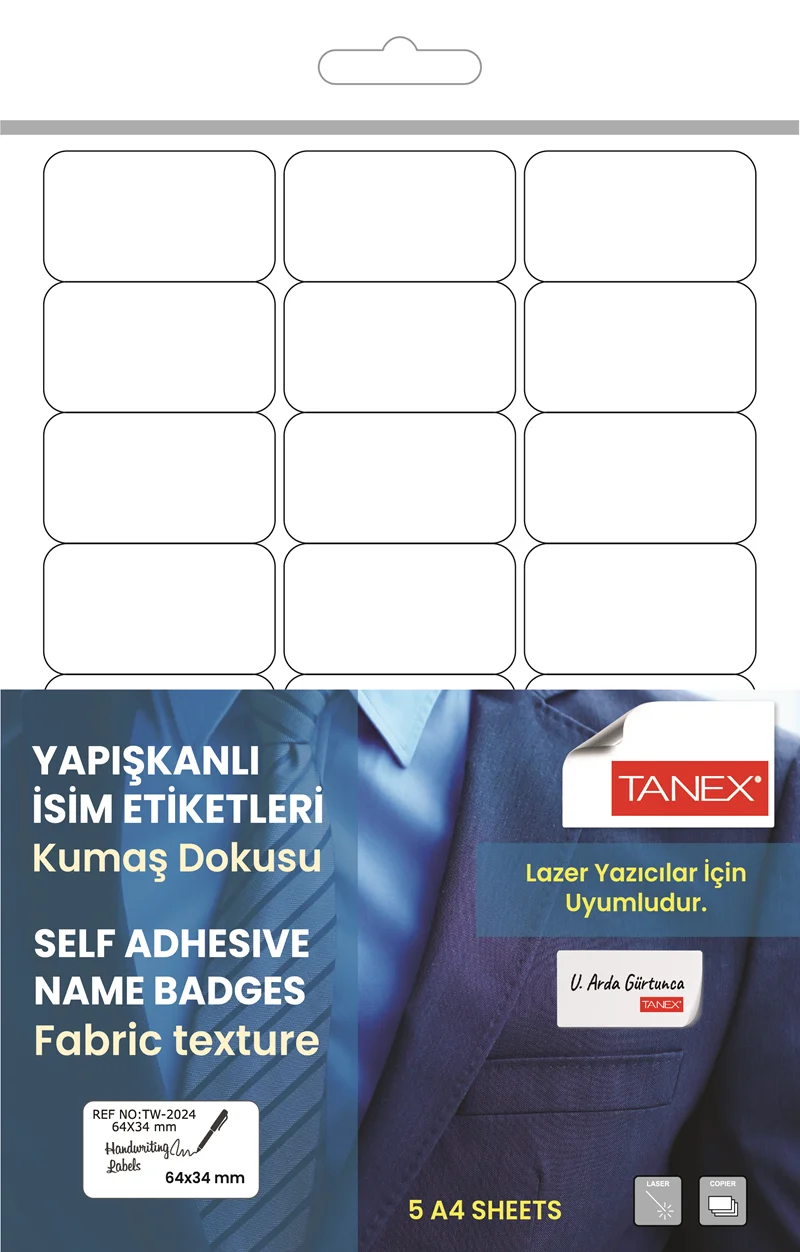 TANEX LASER ETİKET TW-2024 64 X 34 MM ( 24 )   5 Lİ