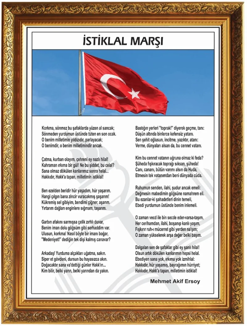 PANDA EĞİTİM ATATÜRK KÖŞESİ YALDIZLI ÇERÇEVELİ İSTİKLAL MARŞI 60x80 PAN 641