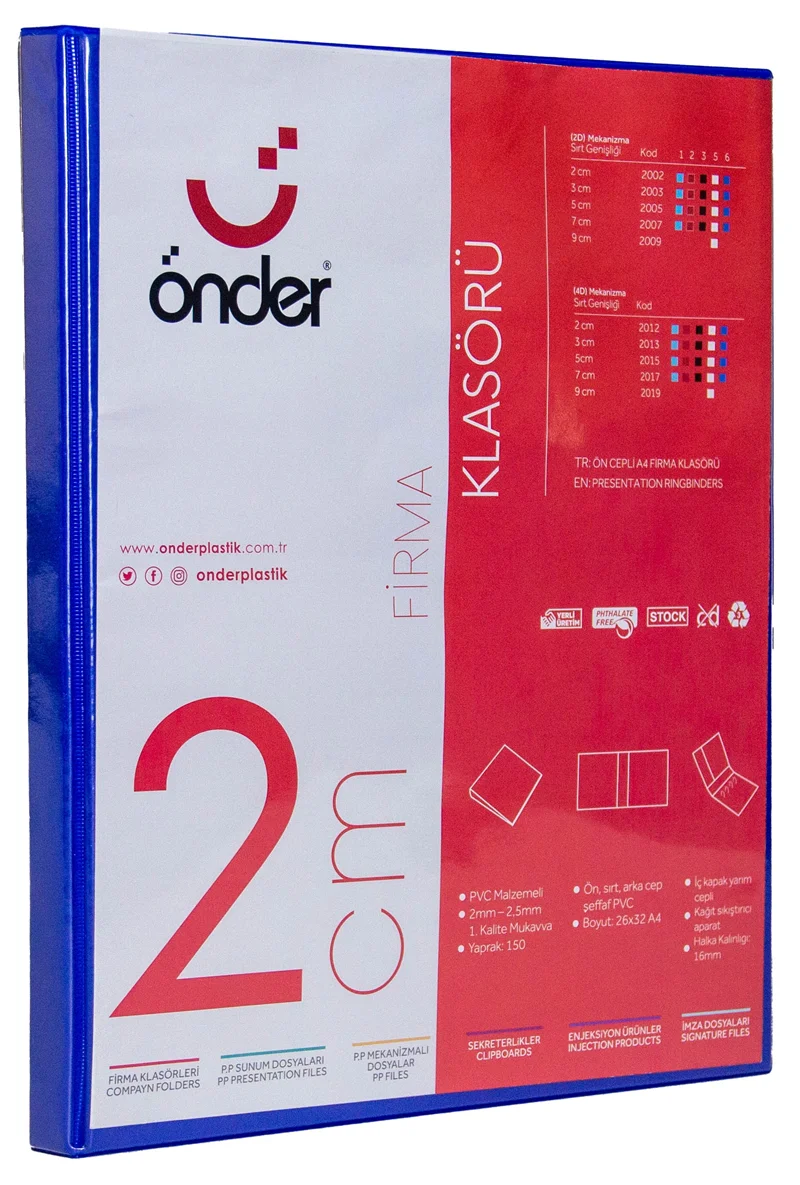 ÖNDER HALKALI DOSYA A4 2 HALKA 2 CM LACİVERT 2002-6