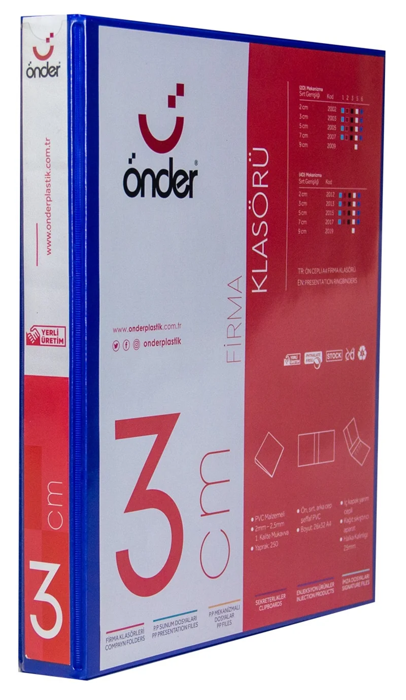 ÖNDER HALKALI DOSYA A4 2 HALKA 3 CM LACİVERT 2003-6