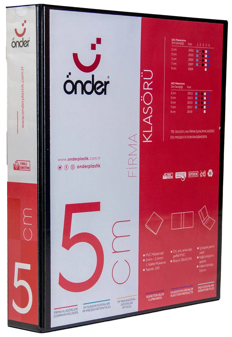 ÖNDER HALKALI DOSYA A4 4 HALKA 5 CM SİYAH 2015-3