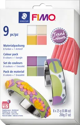 FIMO SOFT MODELLEME KİLİ SET 25 GR 8 FARKLI RENK + METAL BİLEZİK 8023 C8-1P