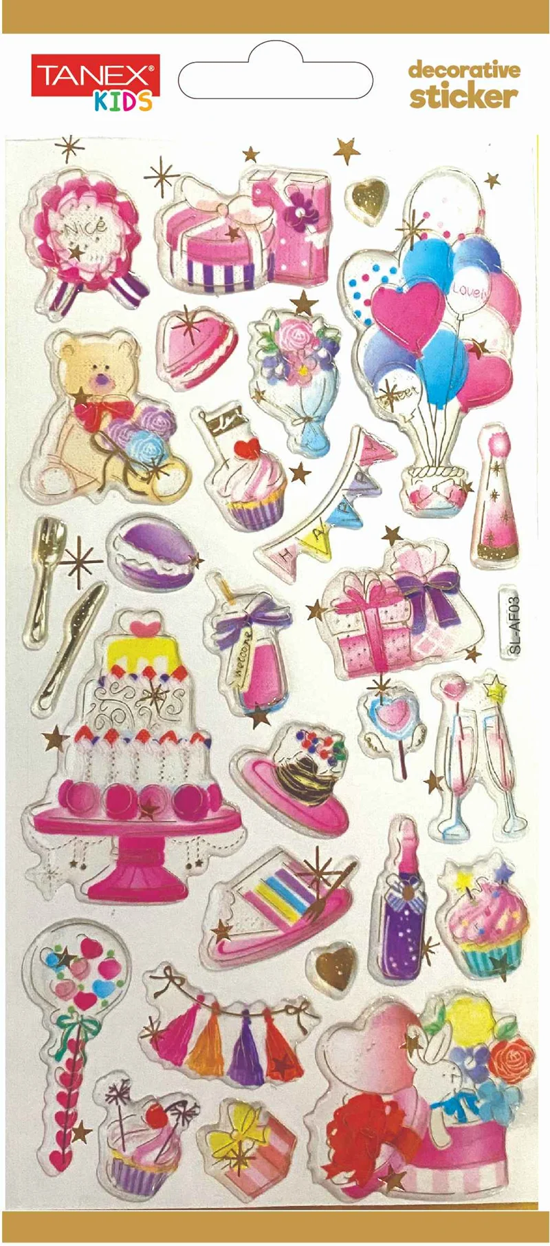 TANEX ETİKET DECORATİVE STICKER-23 PUFFY 5 ADET TNX-5022