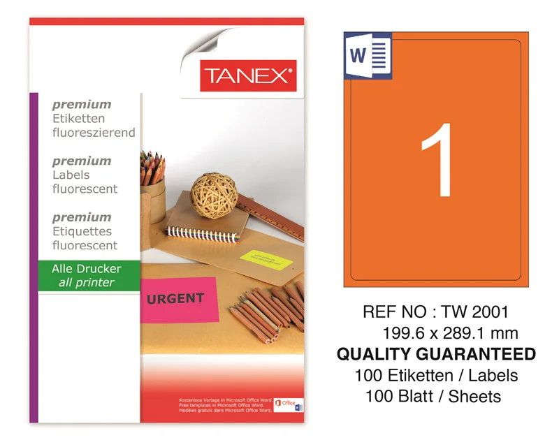 TANEX LASER ETİKET FOSFORLU RENKLİ