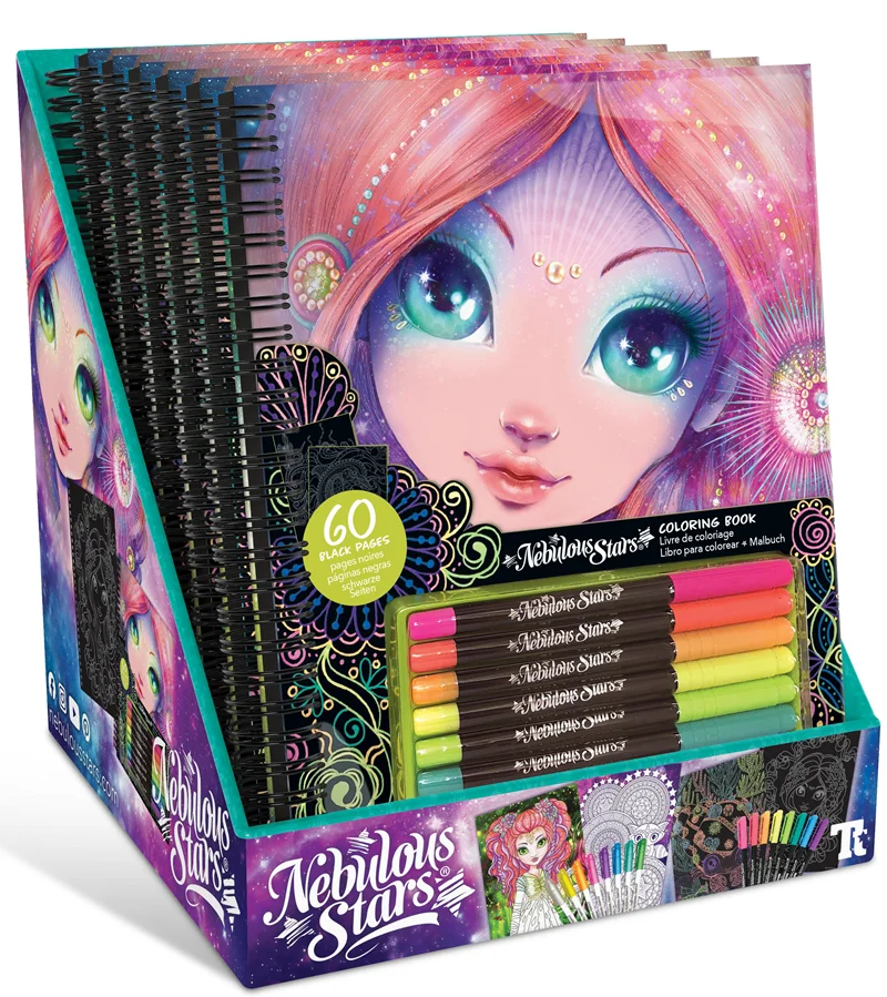 NEBULOUS STARS DEFTER 11111 BLACK PAGES COLORING BOOK (NEON PENS) 6 LI 6961