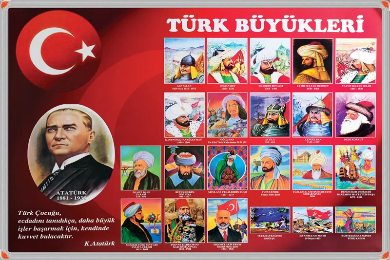 PANDA EĞİTİM TÜRK BÜYÜKLERİ ALÜMİNYUM ÇERÇEVE 70X100 PAN 502