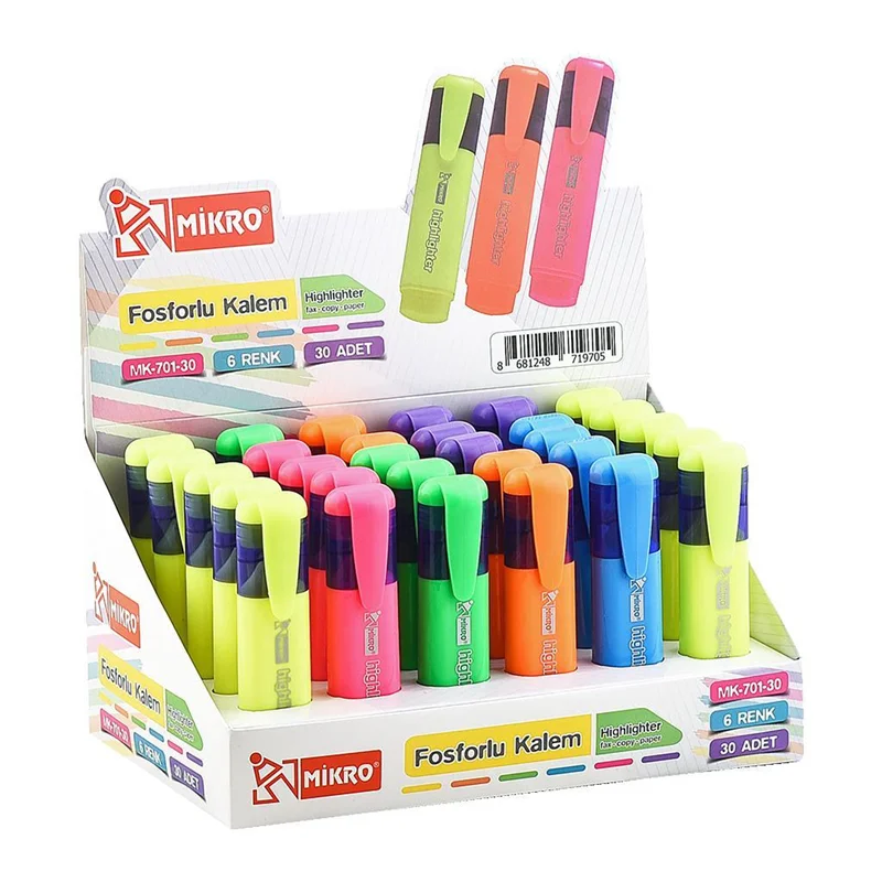 MİKRO FOSFORLU KALEM 701 KARIŞIK RENK STANDLI 701-30