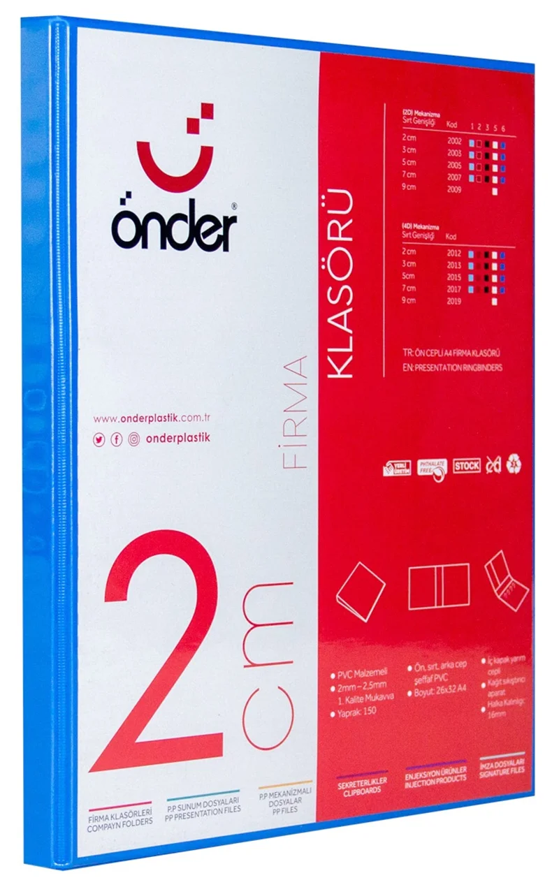 ÖNDER HALKALI DOSYA A4 4 HALKA 2 CM MAVİ 2012-1