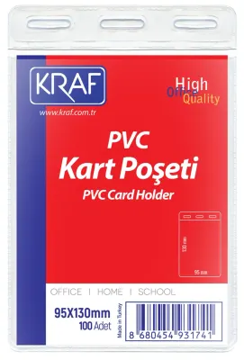KRAF KART POŞETİ PVC   95x130mm 100 LÜ