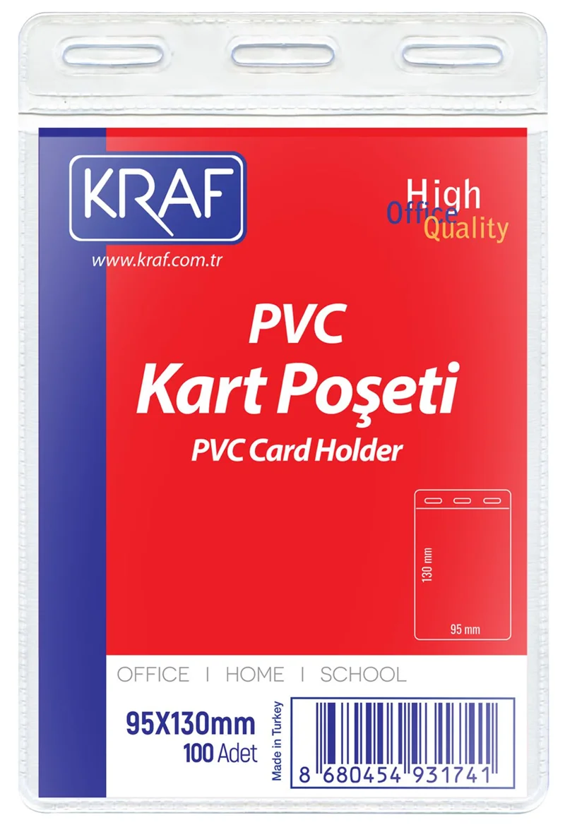 KRAF KART POŞETİ PVC   95x130mm 100 LÜ