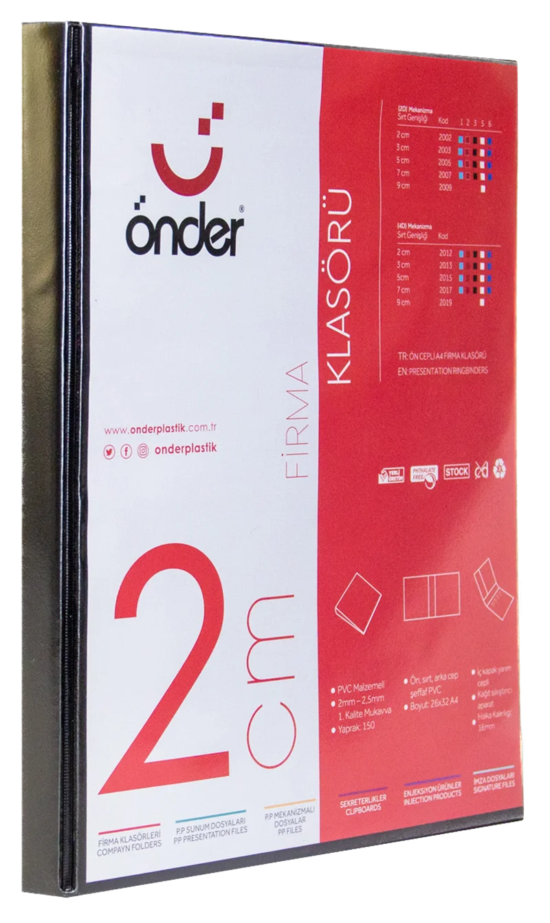 ÖNDER HALKALI DOSYA A4 2 HALKA 2 CM SİYAH 2002-3