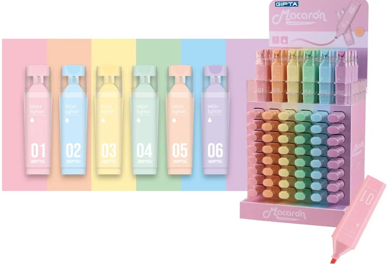 GIPTA FOSFORLU KALEM MACARON PASTEL 180 Lİ STAND F156600