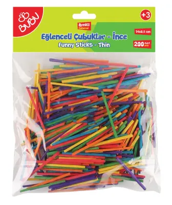 BU-BU EĞLENCELİ ÇUBUKLAR ŞERİT RENKLİ 0,5X14CM 50'Lİ BUBU-HS0029
