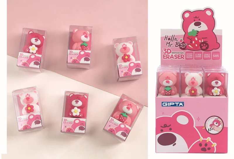 GIPTA SİLGİ PINK BEAR 3D 24 LÜ K236200