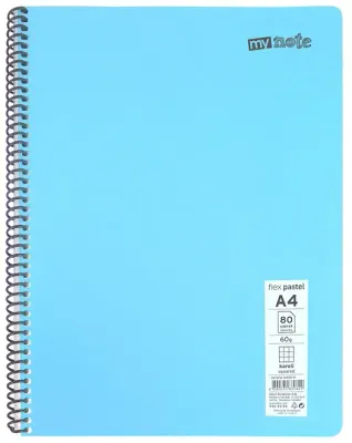 MYNOTE DEFTER FLEX PASTEL PP KAPAK SPİRALLİ A4 72 YP DÜZ MFXPA-A472-ÇZ